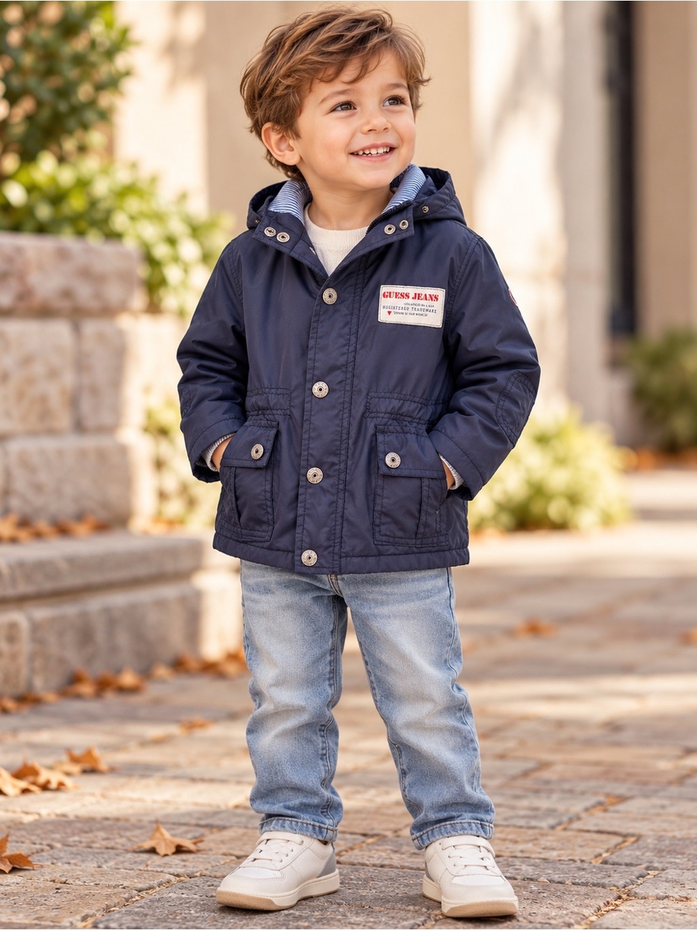 Guess Jeans Toddler Navy Hooded Utility Jacket 3T